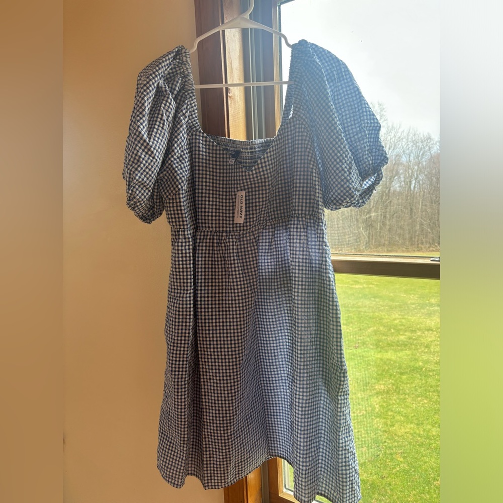 Old Navy Blue and White Gingham Mini Dress